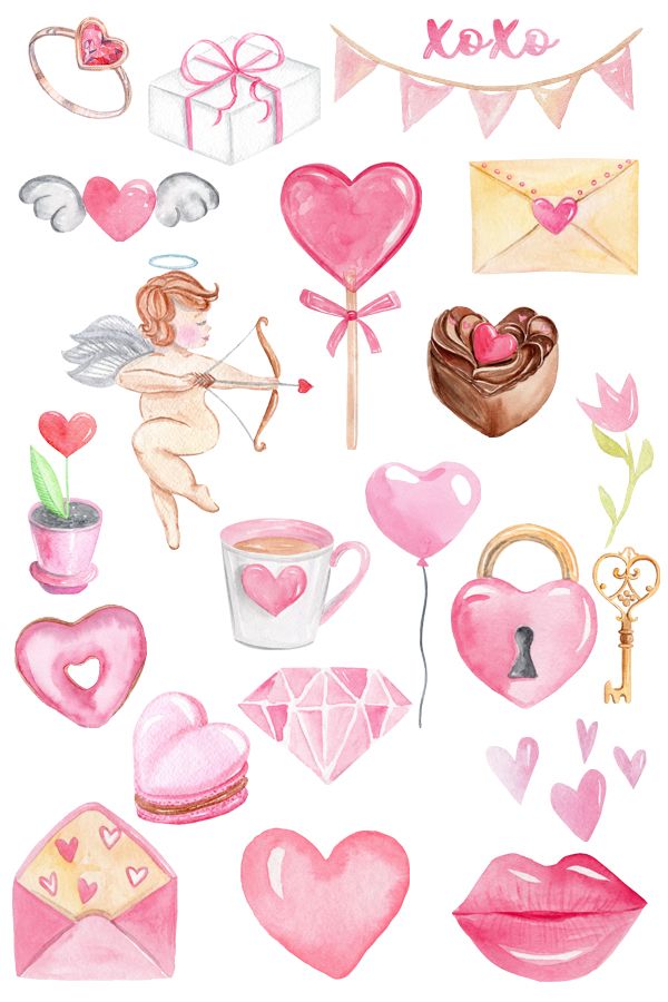 Featured image of post Watercolor Pink Hearts Watercolor Valentines Clipart